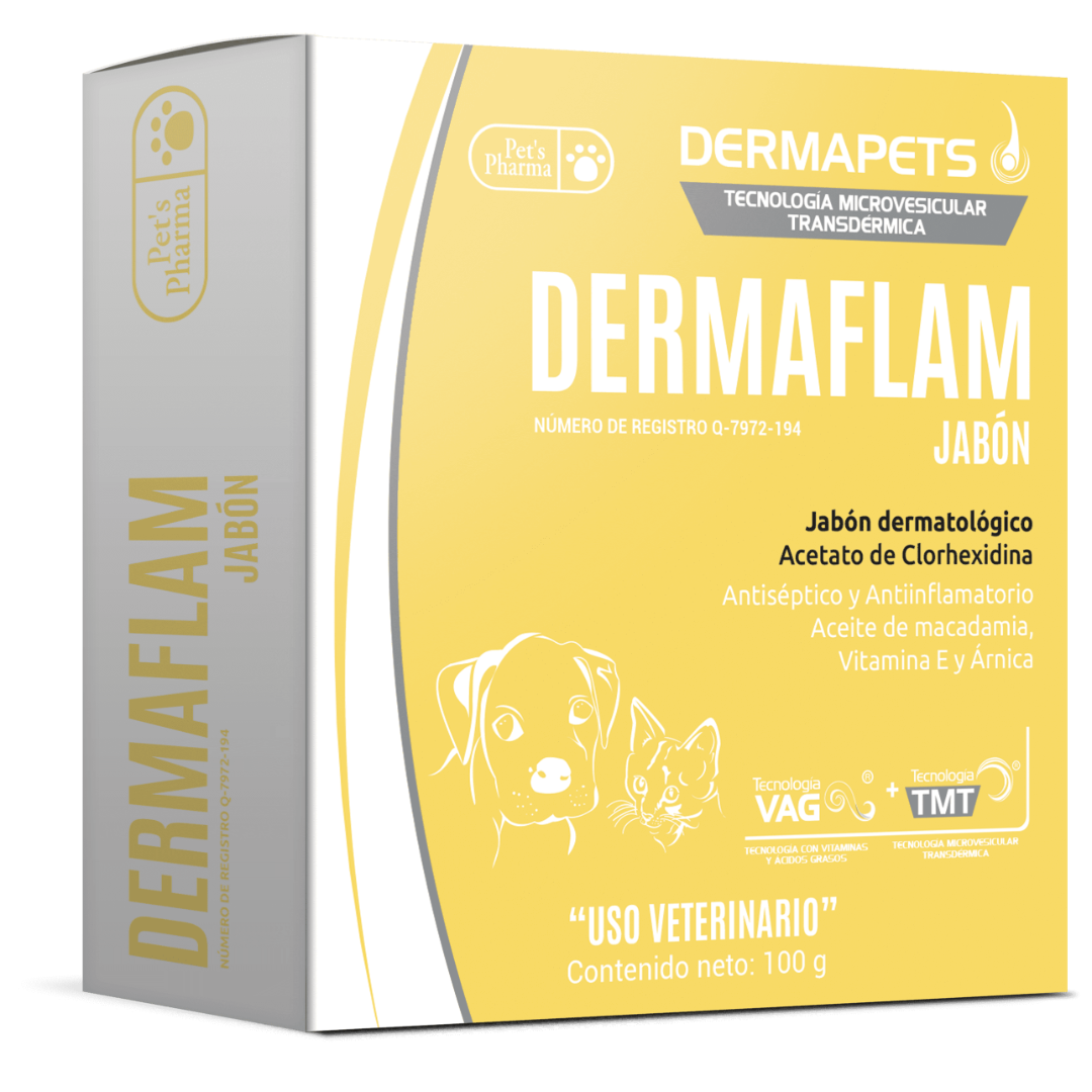 Dermaflam Jabón Dermatológico 100Gr - Pet's Pharma Dermaflam Jabón Dermatológico 100Gr - Pet's Pharma